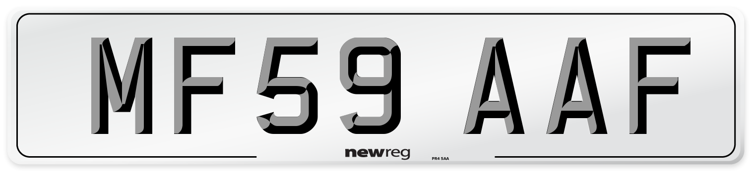 MF59 AAF Number Plate from New Reg